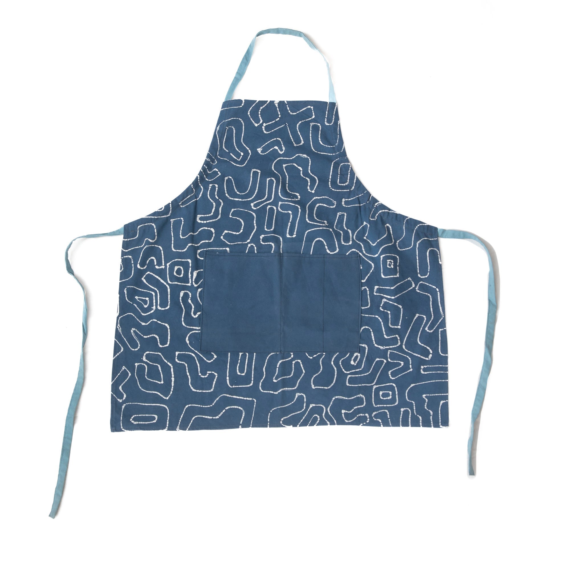 Kuba Blues Outline Indigo Apron - Handmade by TRIBAL TEXTILES - Handcrafted Home Decor Interiors - African Made