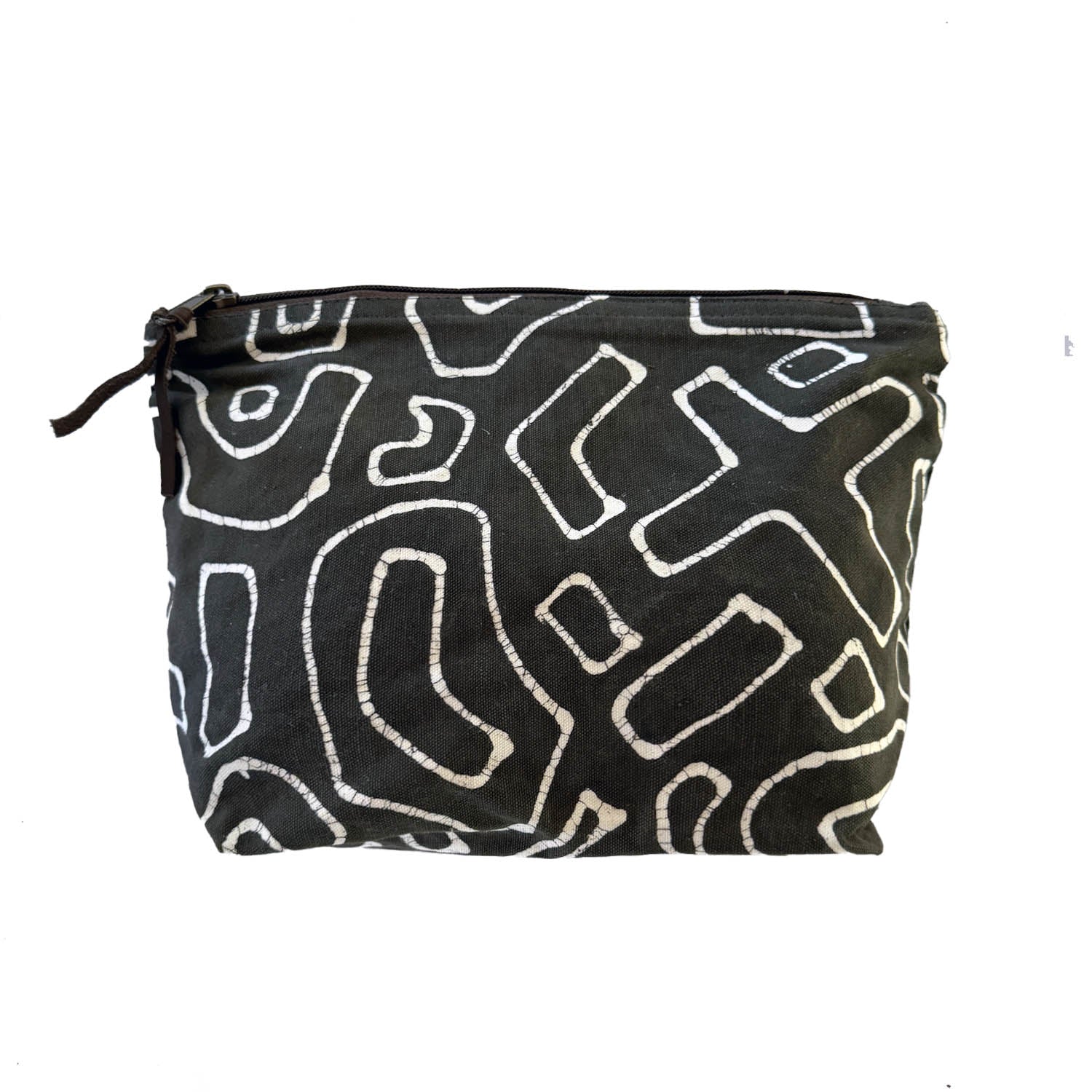 Kuba Original Charcoal Outline Wash Bag - Accessories by TRIBAL TEXTILES - Handcrafted Home Decor Interiors - African Made