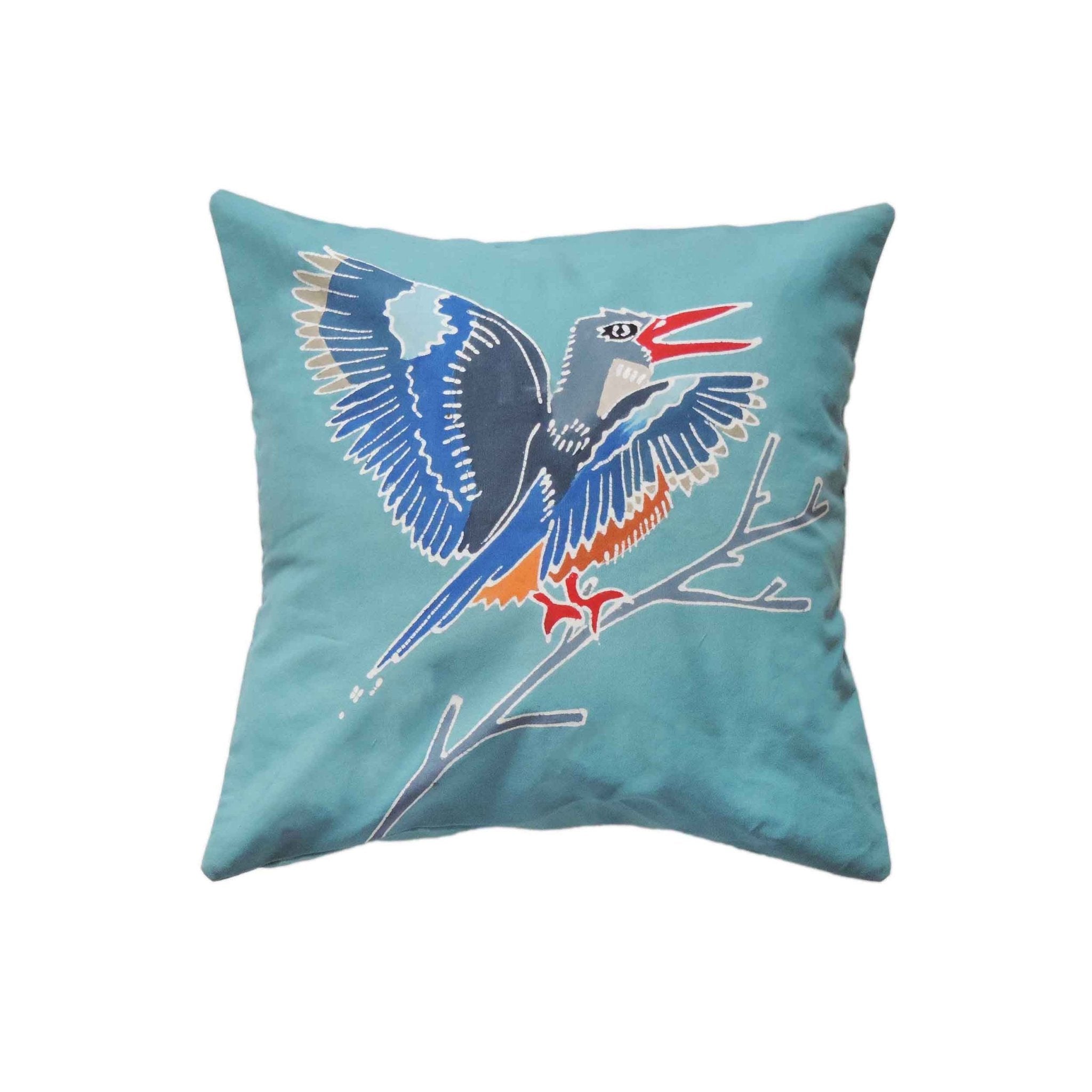 Papiko Grey Headed Kingfisher Cushion Cover - Handmade by TRIBAL TEXTILES - Handcrafted Home Decor Interiors - African Made