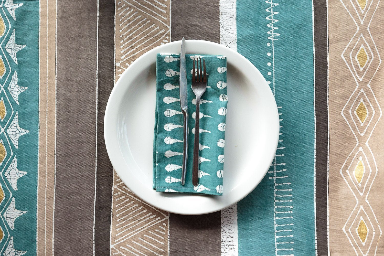Boho Multiprint Table Runner - Hand Painted by TRIBAL TEXTILES - Handcrafted Home Decor Interiors - African Made