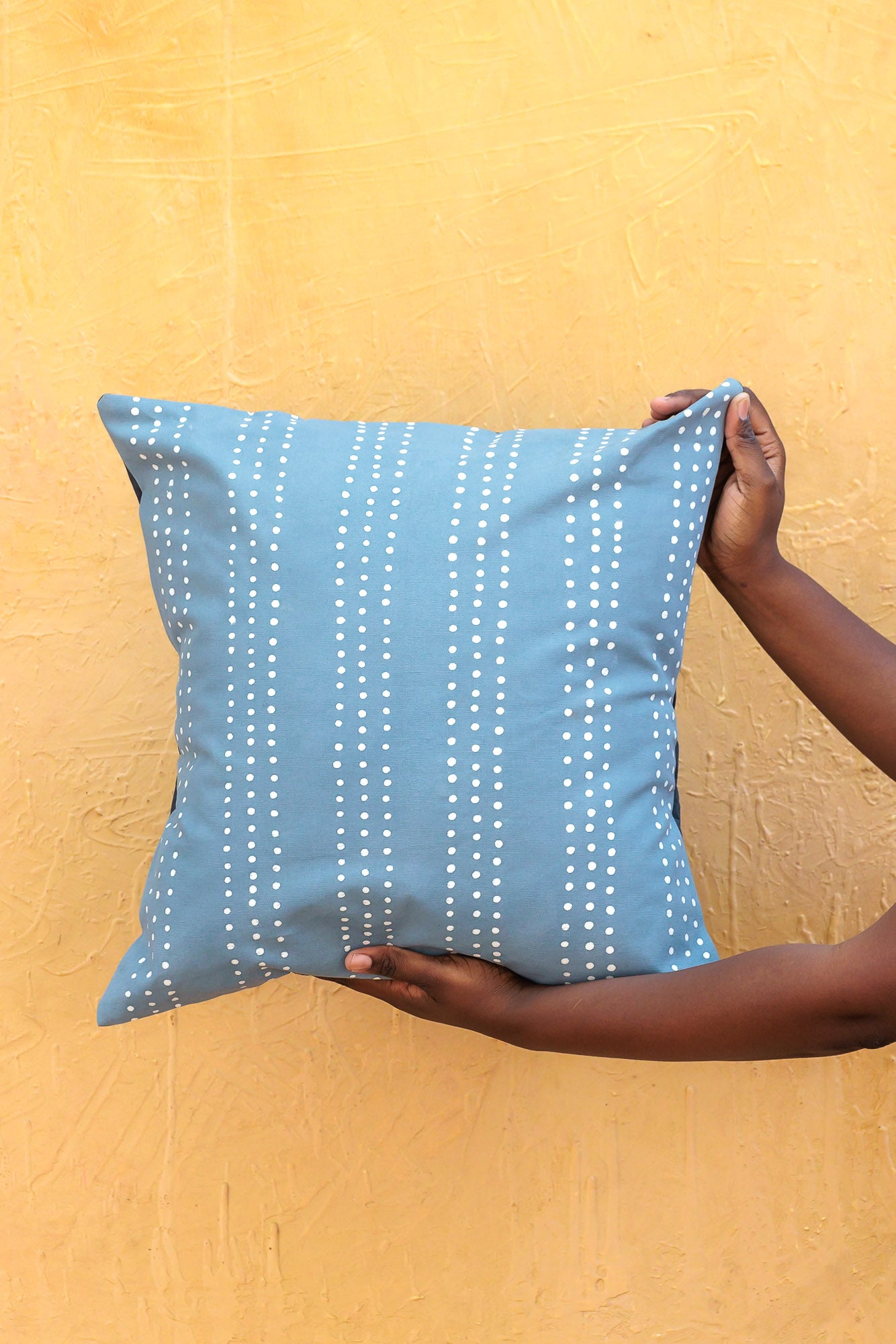 Tribal Cloth Indigo Dots Cushion Cover - Hand Painted by TRIBAL TEXTILES - Handcrafted Home Decor Interiors - African Made