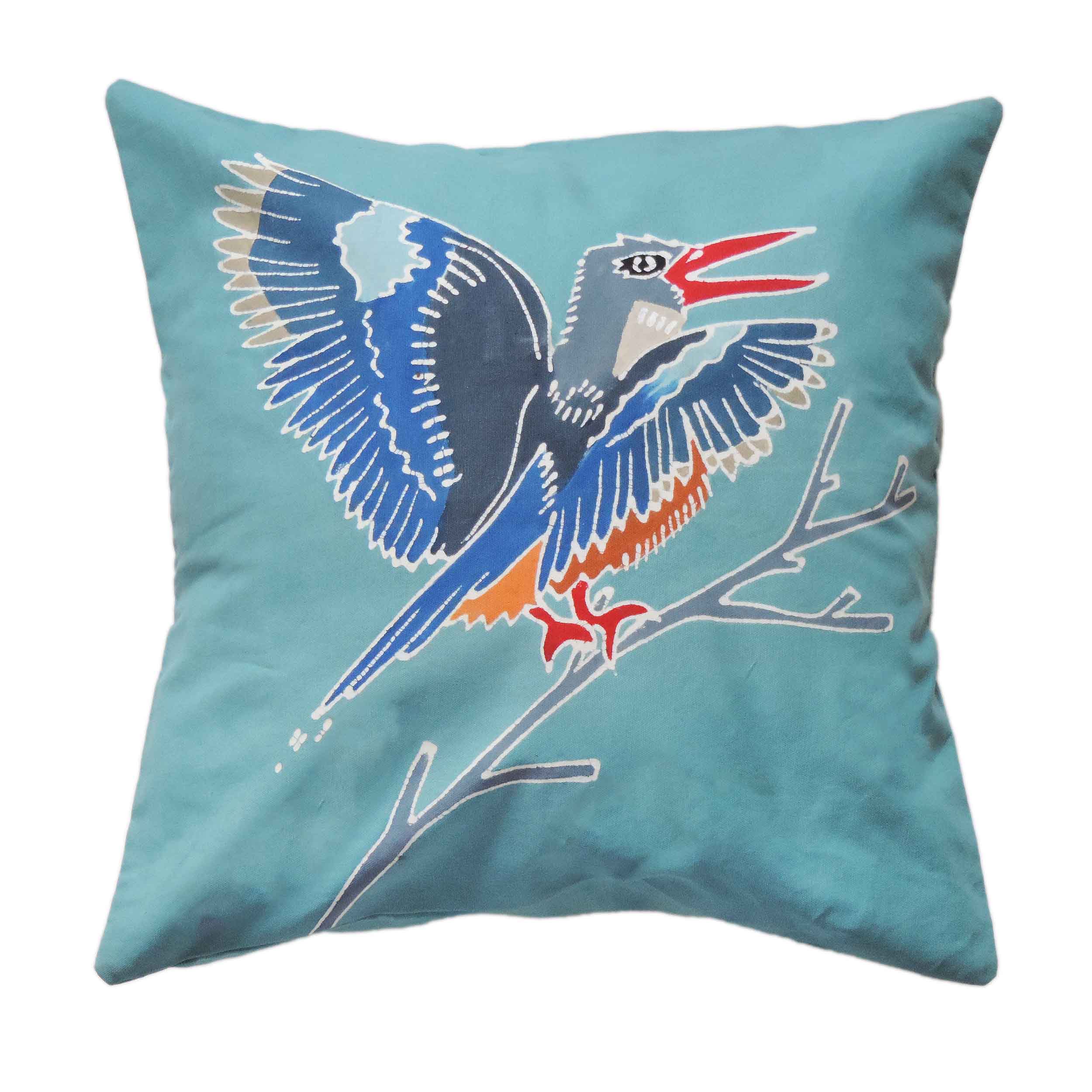 Papiko Bird Decor, Grey Headed Kingfisher Cushion Cover by TRIBAL TEXTILES, African Made Design
