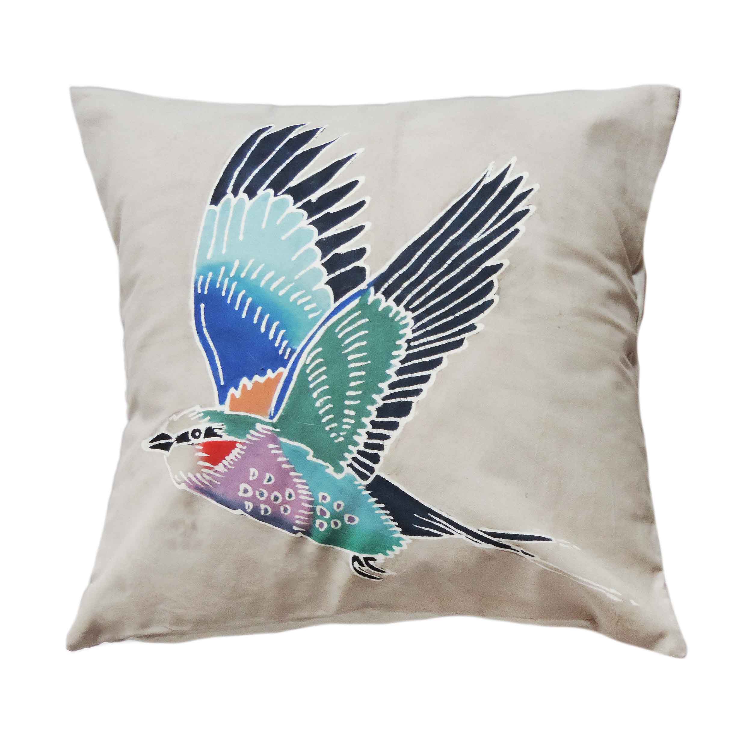 Bird Decor, Lilac Breasted Roller Cushion Cover, Hand crafted by TRIBAL TEXTILES - ethical Home Decor Interiors