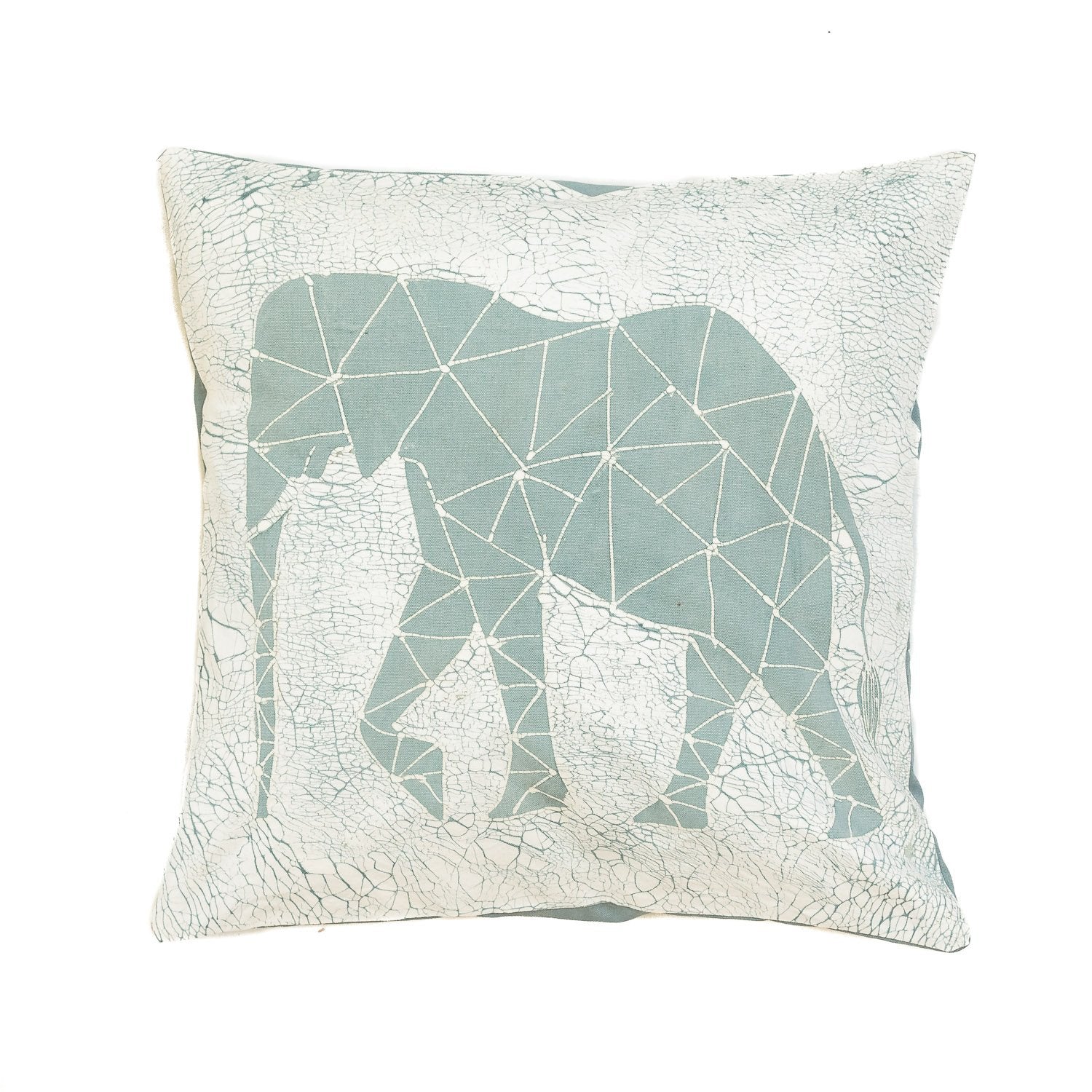 Crackle Animals Elephant Light Blue Cushion Cover - Handmade by TRIBAL TEXTILES - Handcrafted Home Decor Interiors - African Made