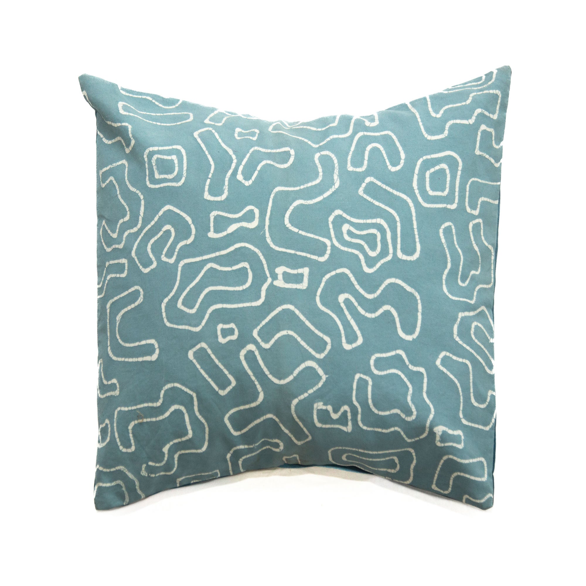 Kuba Blues Outline Light Blue Cushion Cover - Handmade by TRIBAL TEXTILES - Handcrafted Home Decor Interiors - African Made