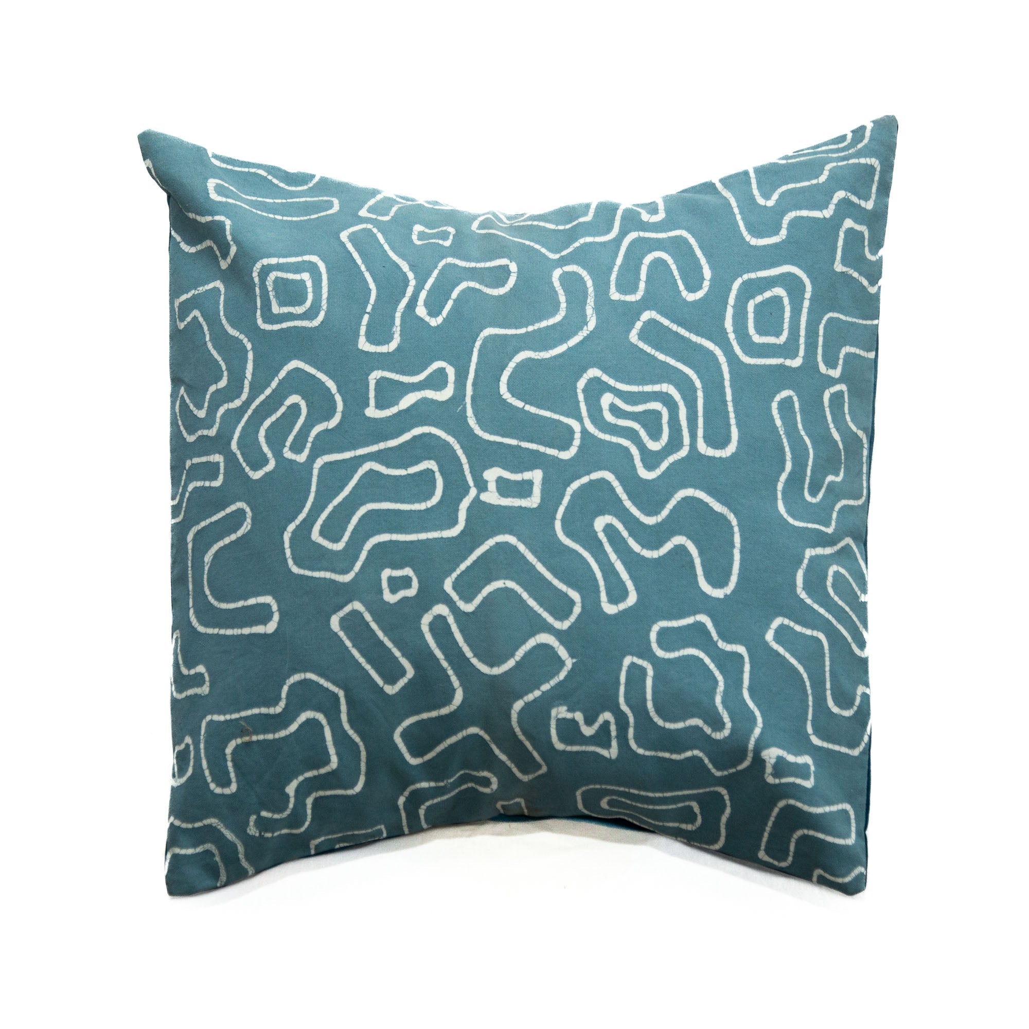 Kuba Blues Outline Teal Cushion Cover - Handmade by TRIBAL TEXTILES - Handcrafted Home Decor Interiors - African Made
