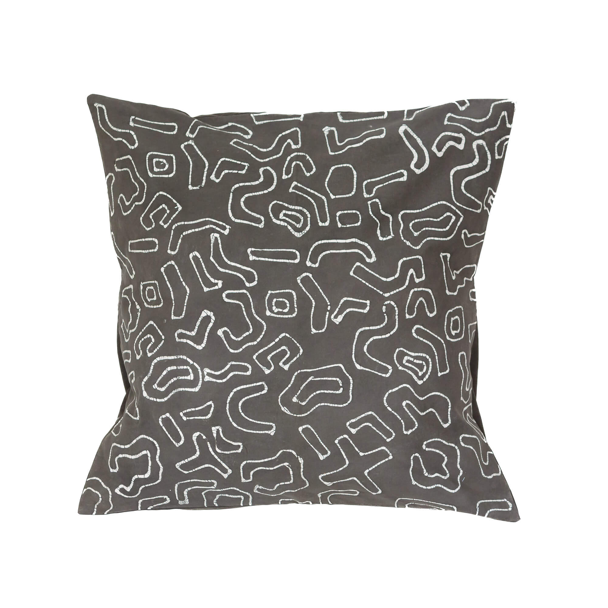 Kuba Charcoal Outline Cushion Cover - Hand Painted by TRIBAL TEXTILES - Handcrafted Home Decor Interiors - African Made
