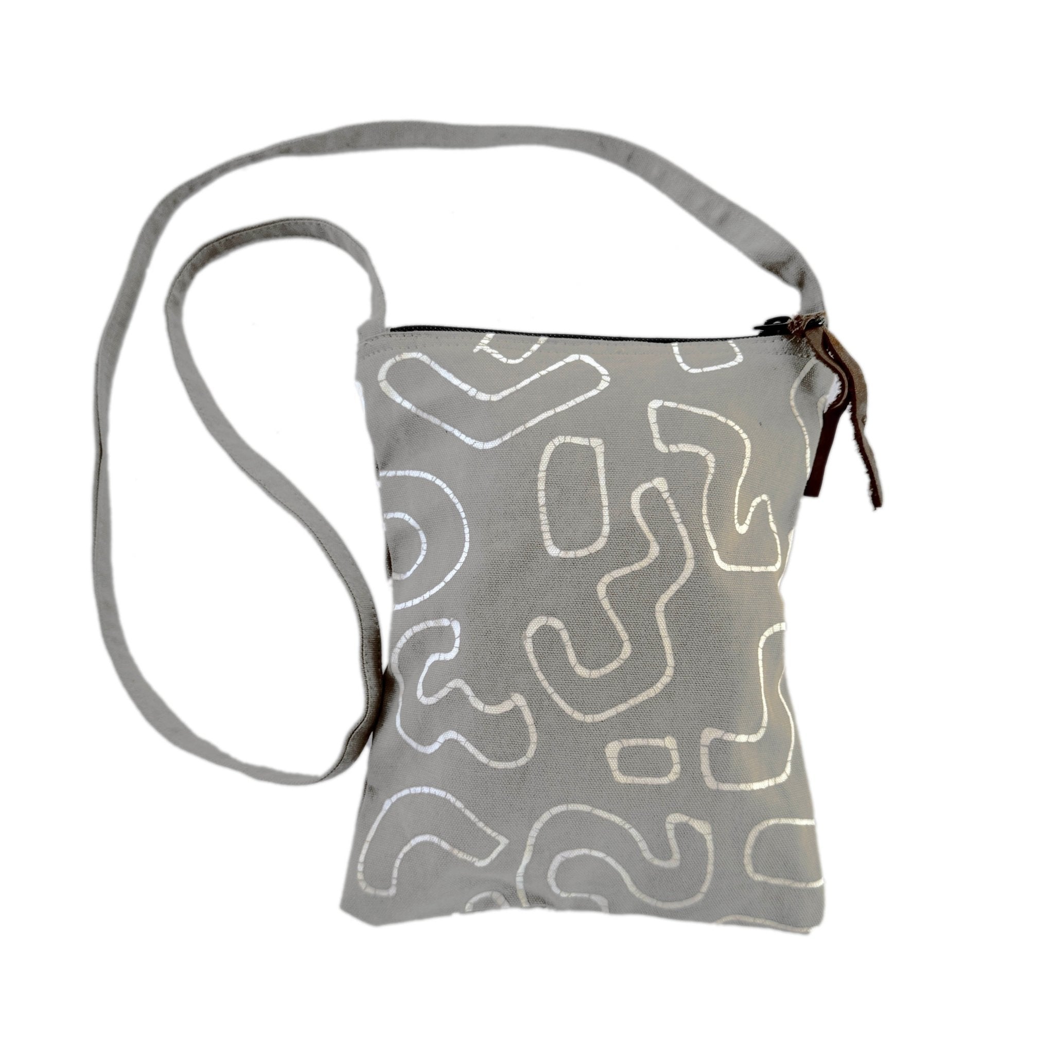 Kuba Outline Light Taupe Passport Bag - Handmade by TRIBAL TEXTILES - Handcrafted Home Decor Interiors - African Made