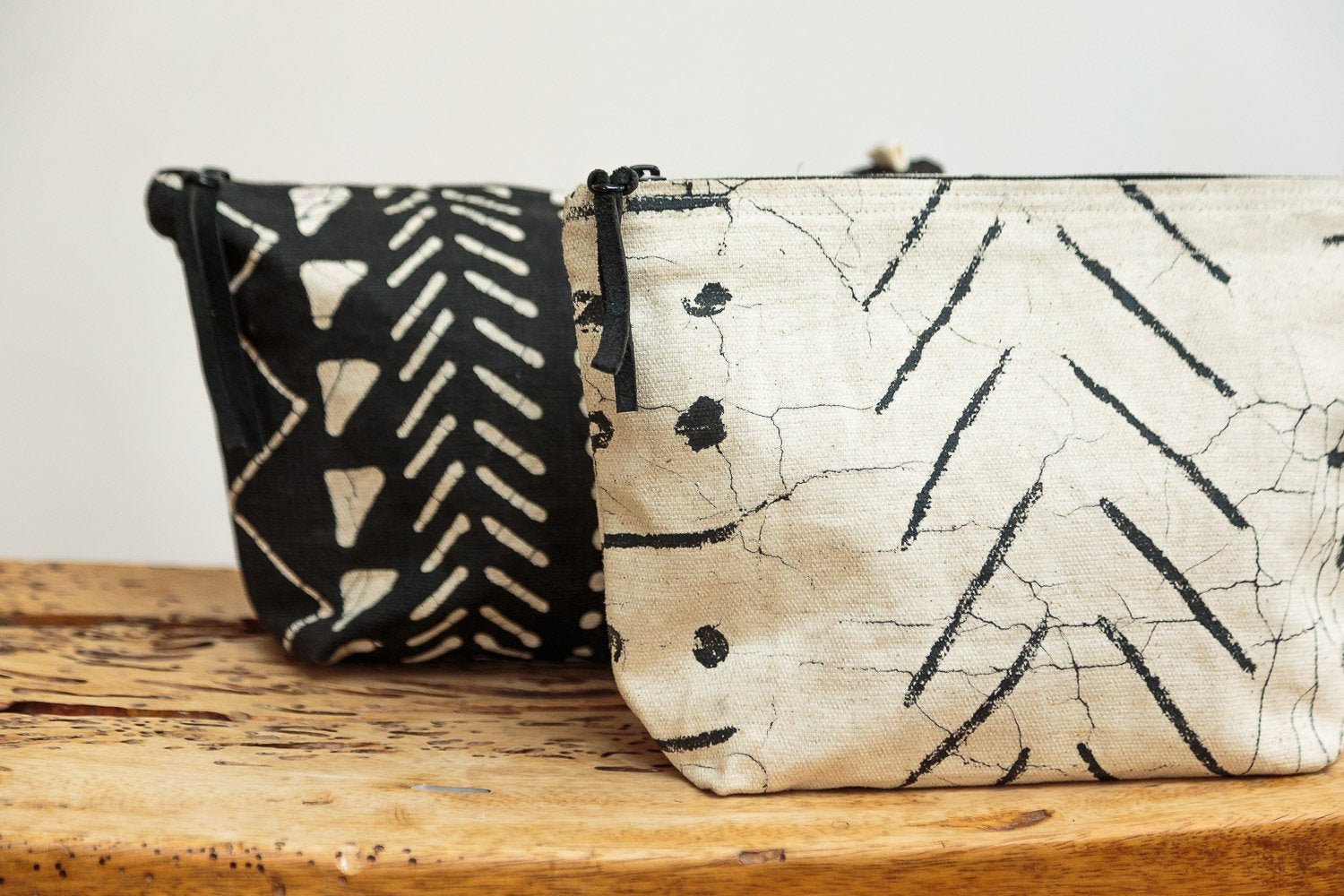 Matika Black Linear Wash Bag - Hand Painted by TRIBAL TEXTILES - Handcrafted Home Decor Interiors - African Made