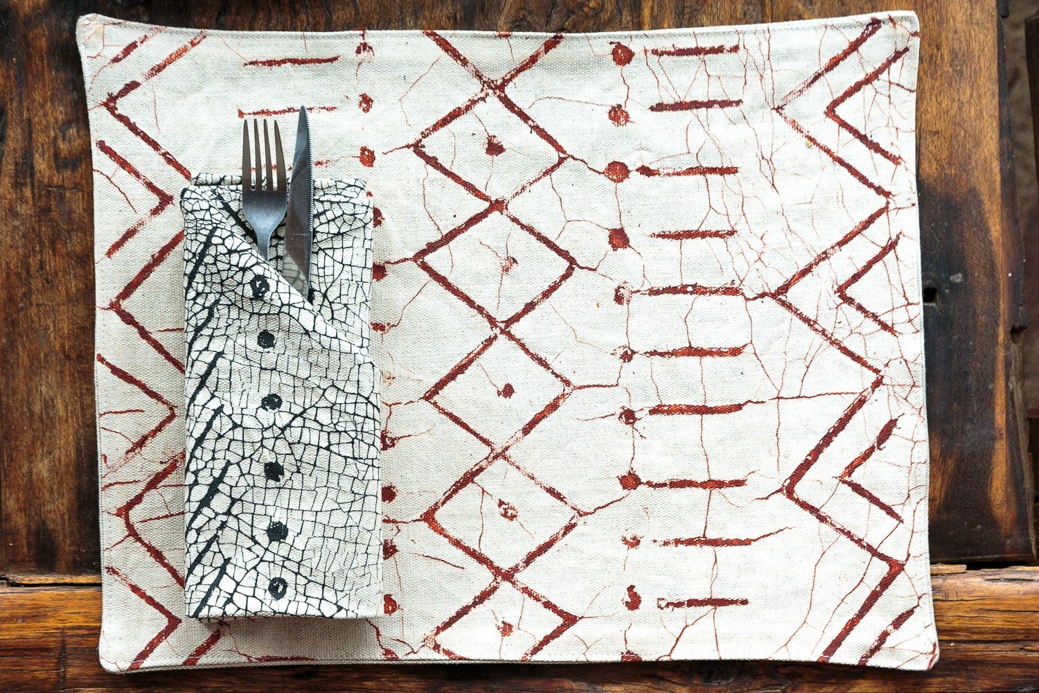 Matika Linen Black Napkin Set - Handmade by TRIBAL TEXTILES - Handcrafted Home Decor Interiors - African Made