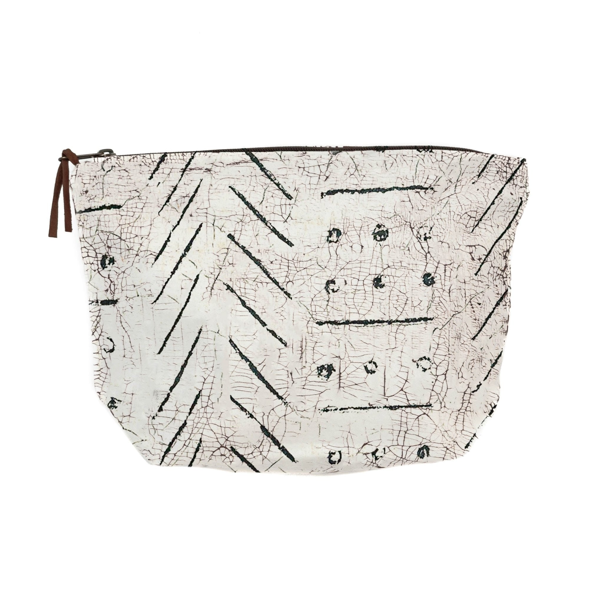 Matika Linen Black Wash Bag - Hand Painted by TRIBAL TEXTILES - Handcrafted Home Decor Interiors - African Made