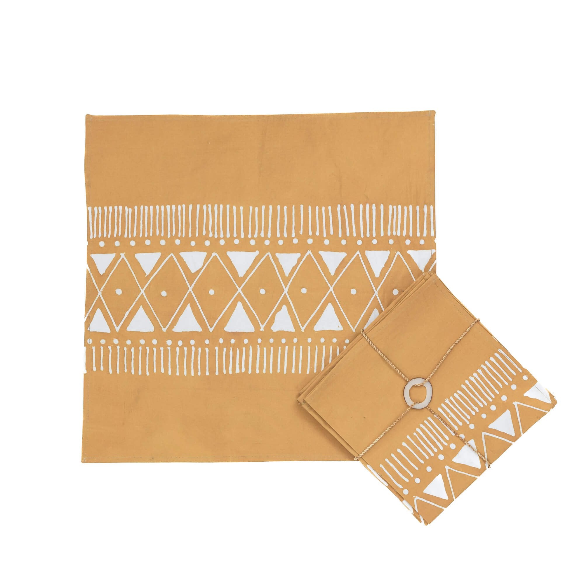 Matika Mustard Linear Napkin Set - Handmade by TRIBAL TEXTILES - Handcrafted Home Decor Interiors - African Made