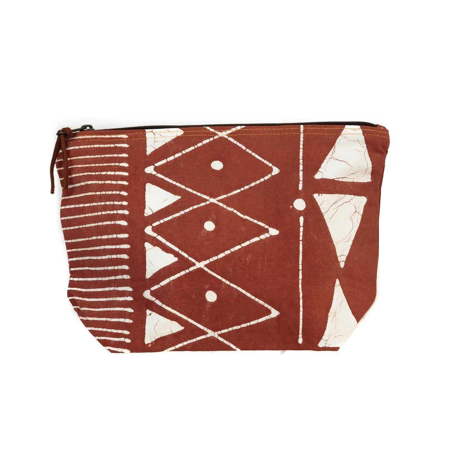 Matika Rust Linear Wash Bag - Hand Painted by TRIBAL TEXTILES - Handcrafted Home Decor Interiors - African Made