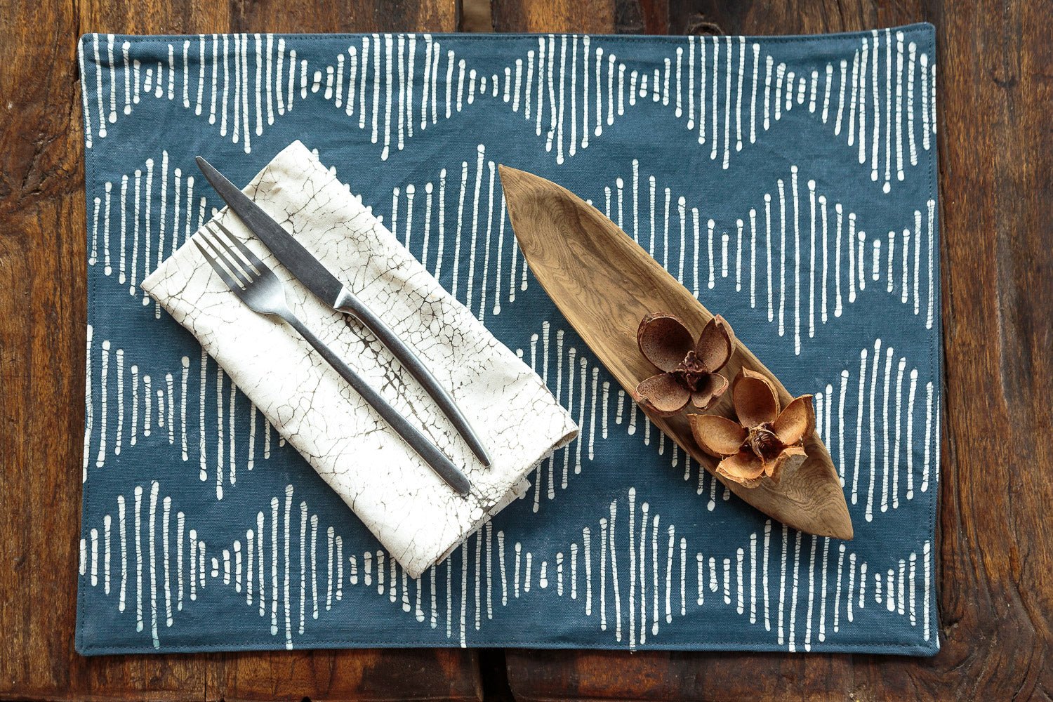 Tribal Cloth Indigo Table Mats - Hand Painted by TRIBAL TEXTILES - Handcrafted Home Decor Interiors - African Made