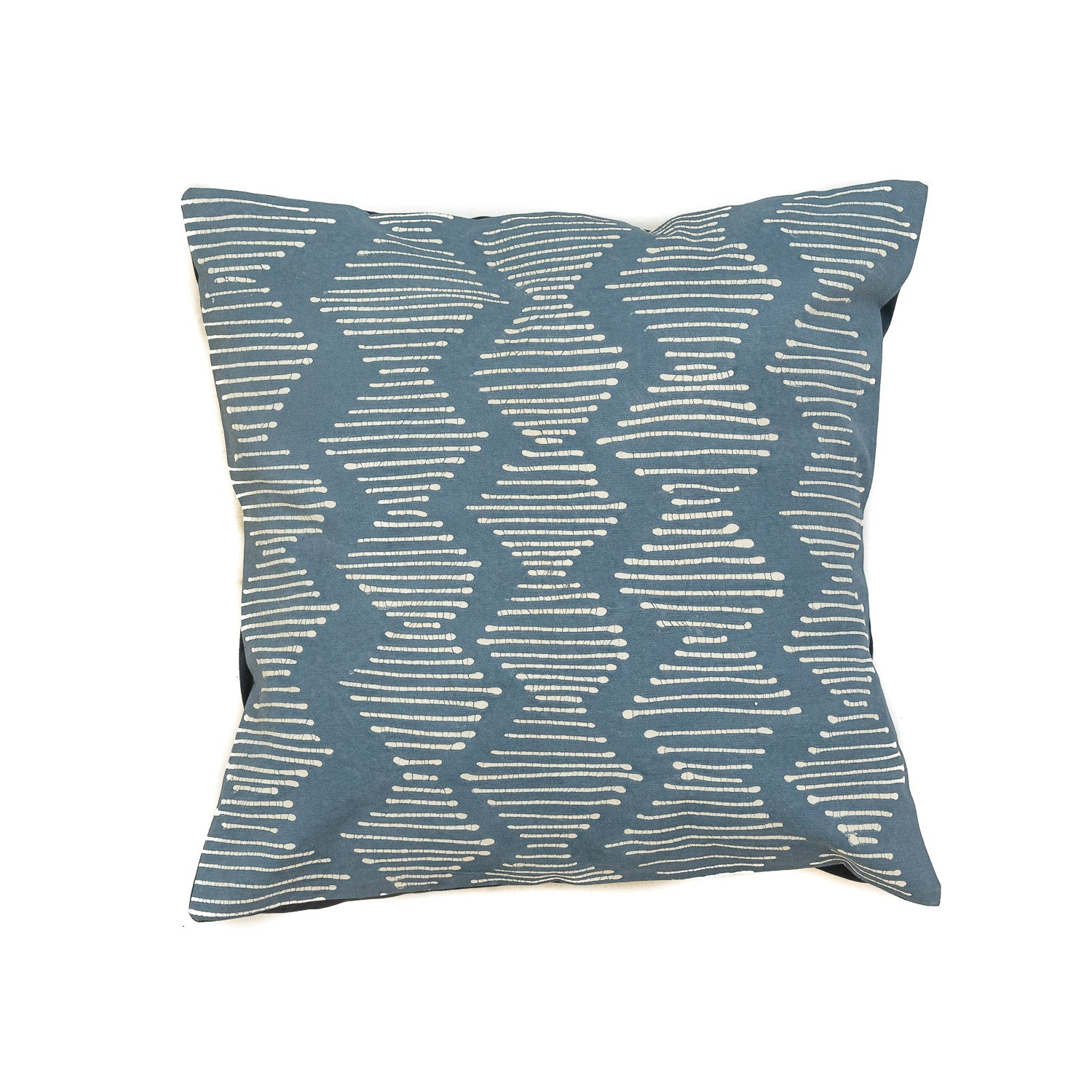 Tribal Cloth blue Line Wave Cushion Cover, Hand Painted by TRIBAL TEXTILES - ethical Home Decor Interiors - African Made