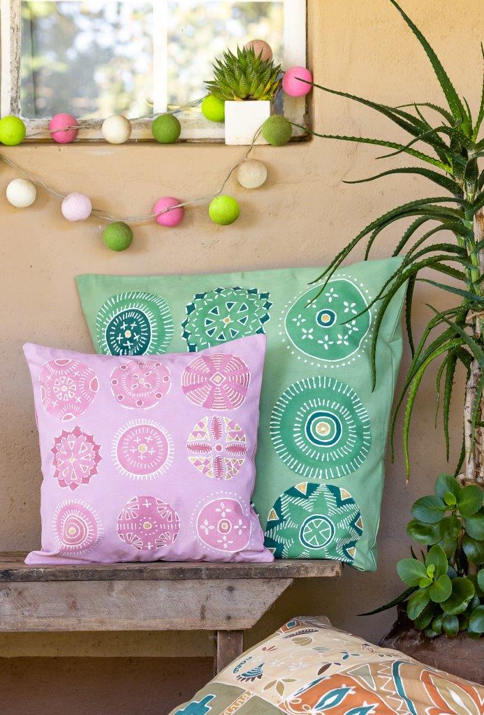 Kuosi Jade Cushion Cover - Hand Painted by TRIBAL TEXTILES - Handcrafted Home Decor Interiors - African Made