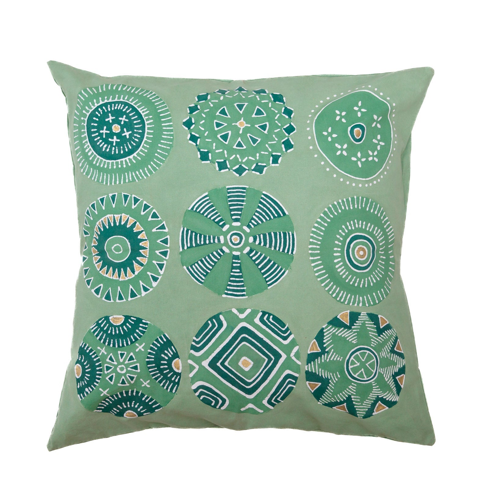 Kuosi Jade Cushion Cover - Hand Painted by TRIBAL TEXTILES - Handcrafted Home Decor Interiors - African Made