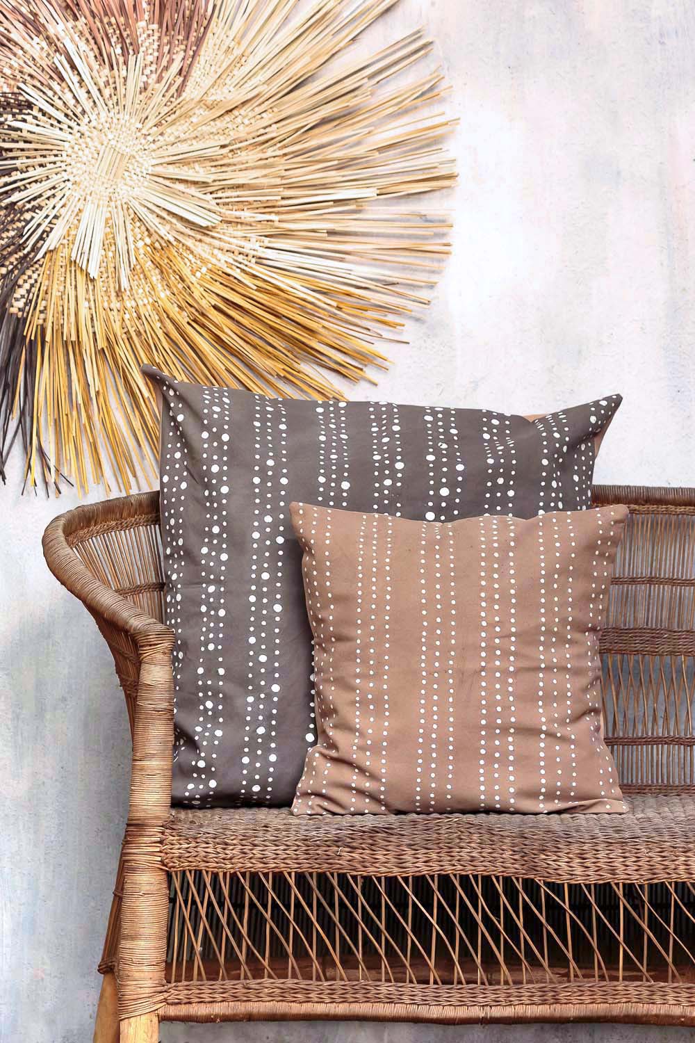 Tribal Cloth charcoal Graduated Dots Cushion Cover, Hand Painted by TRIBAL TEXTILES, Handcrafted Home Decor Interiors
