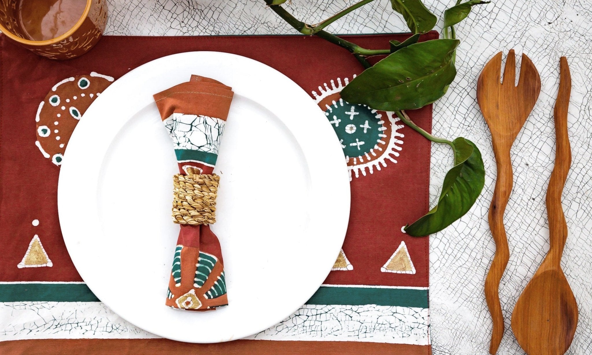 Kuosi Festive Napkin Set - Hand Painted by TRIBAL TEXTILES - Handcrafted Home Decor Interiors - African Made