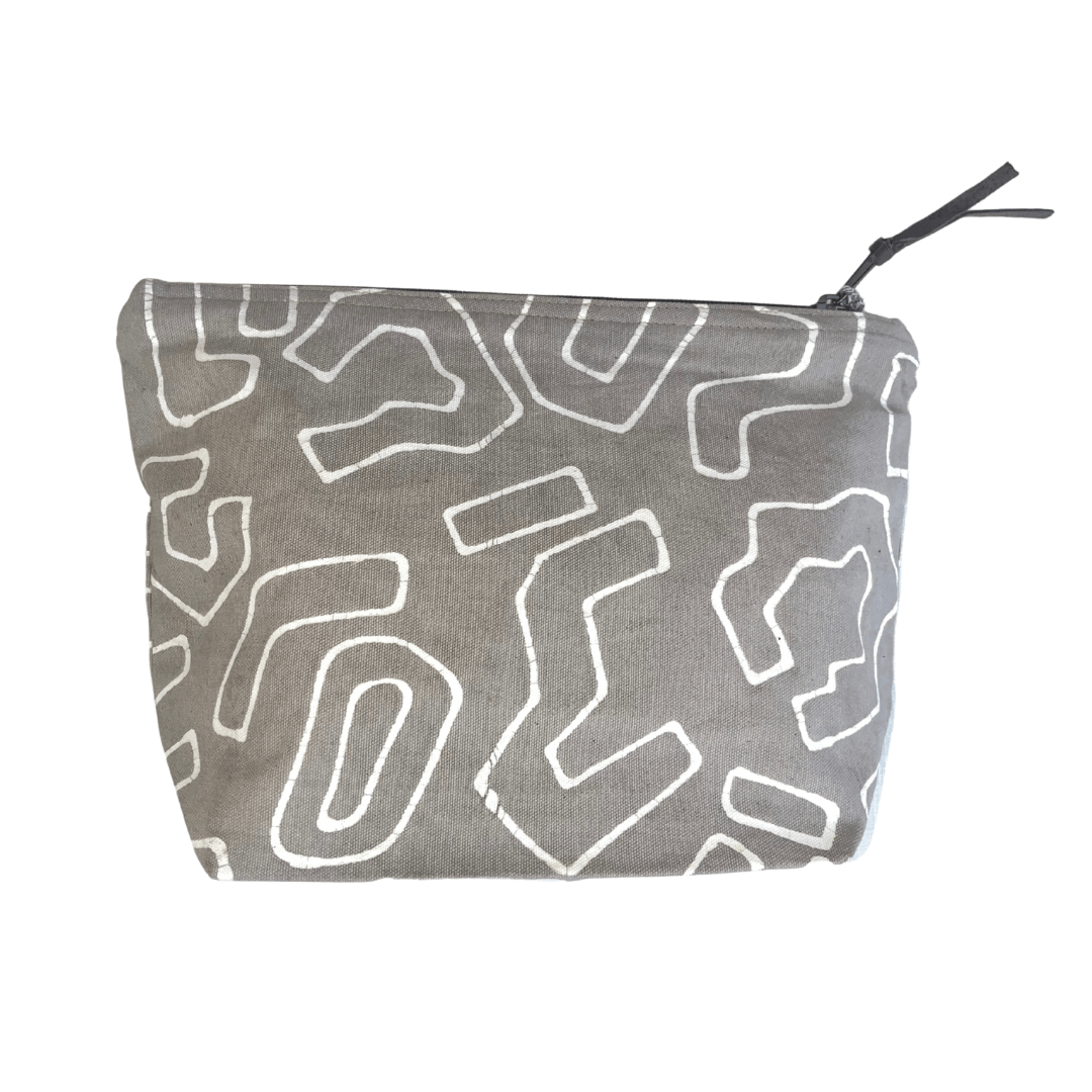Kuba Light Taupe Outline Wash Bag - Accessories by TRIBAL TEXTILES - Handcrafted Home Decor Interiors - African Made