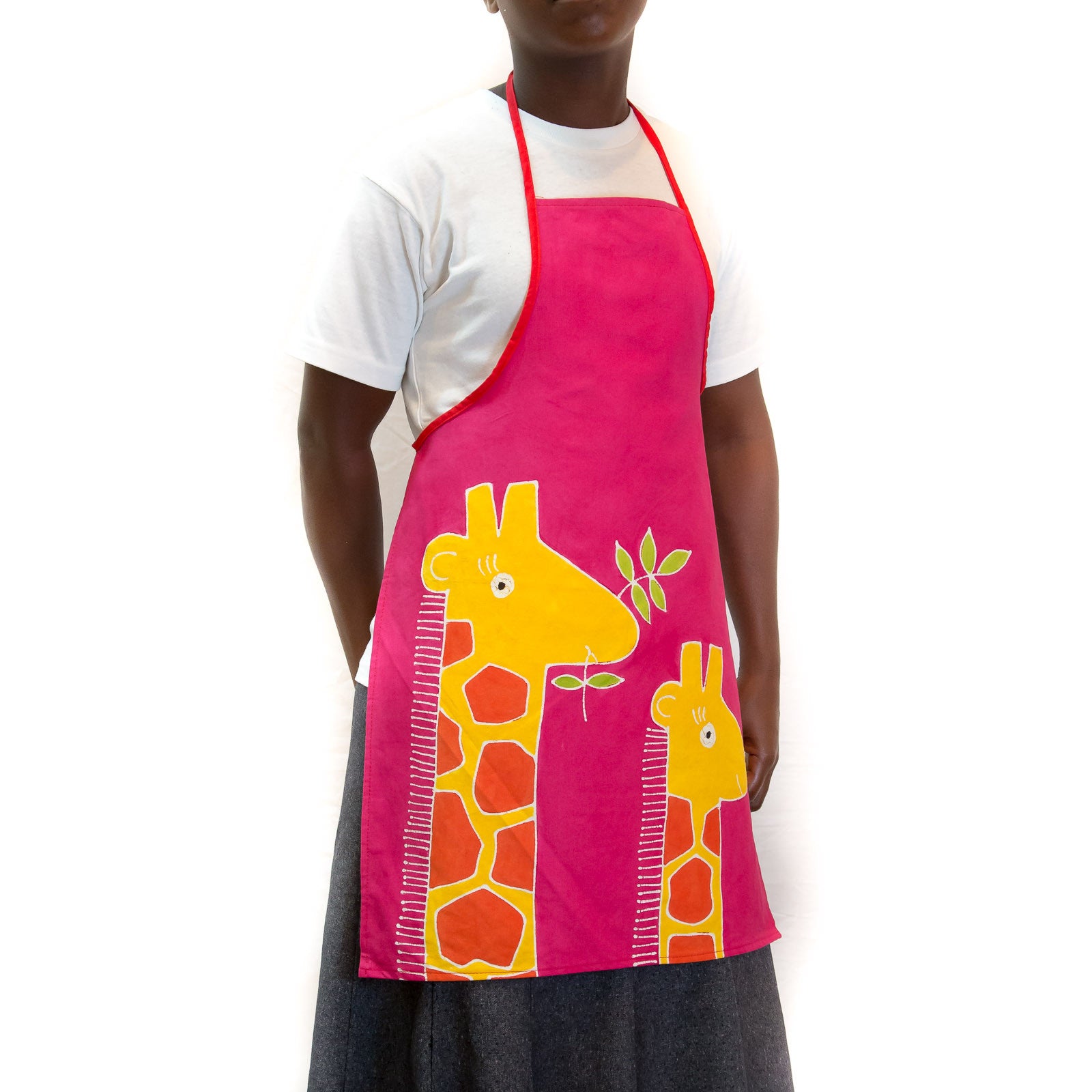 Hand-painted Kids' apron with safari giraffe