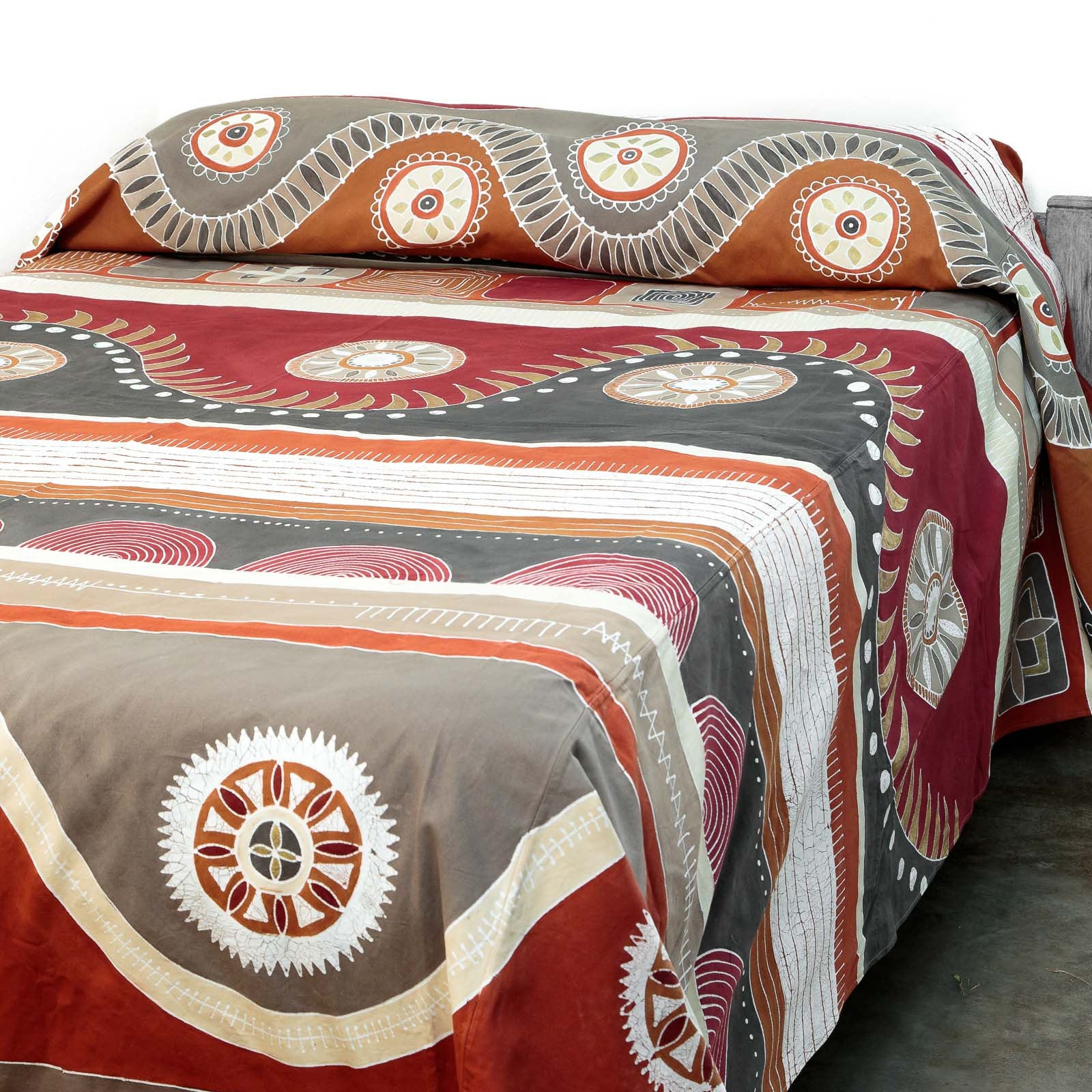 Handmade bed cover decorated with traditional african tribal print