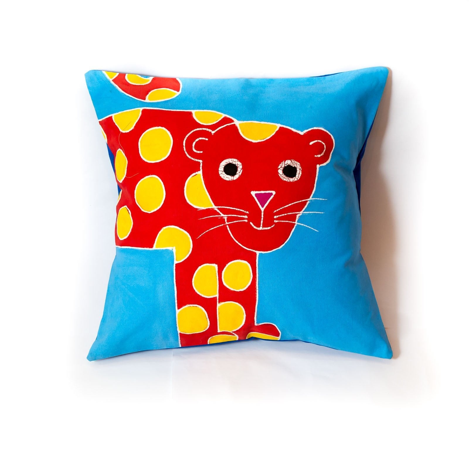Safari Fun Leopard Cushion Cover - Hand Painted by TRIBAL TEXTILES - Handcrafted Home Decor Interiors - African Made