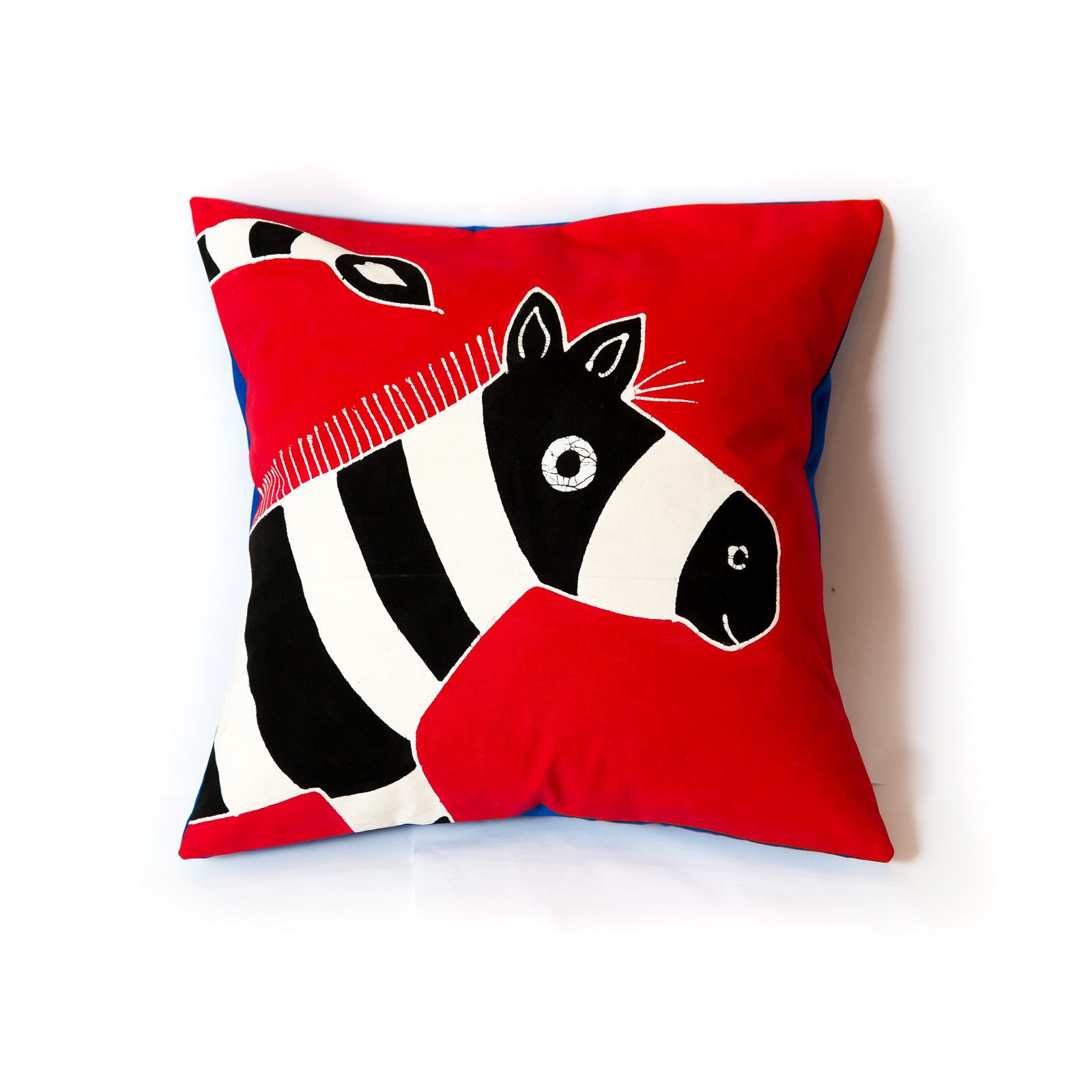 Safari Fun Zebra Cushion Cover - Hand Painted by TRIBAL TEXTILES - Handcrafted Home Decor Interiors - African Made