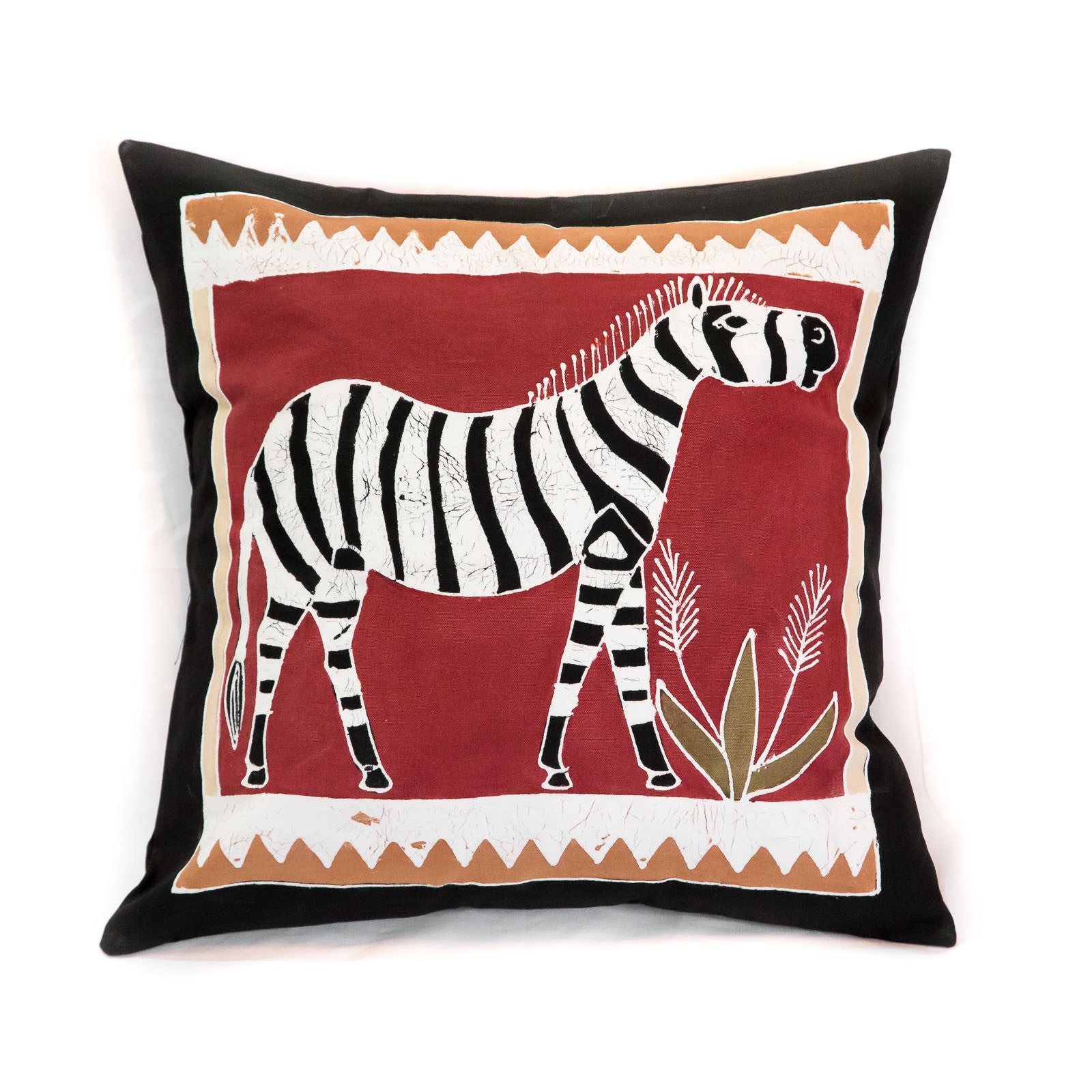 Safari inspired Zebra Bushways Cushion Cover - Hand Painted by TRIBAL TEXTILES - Handcrafted Home Decor Interiors