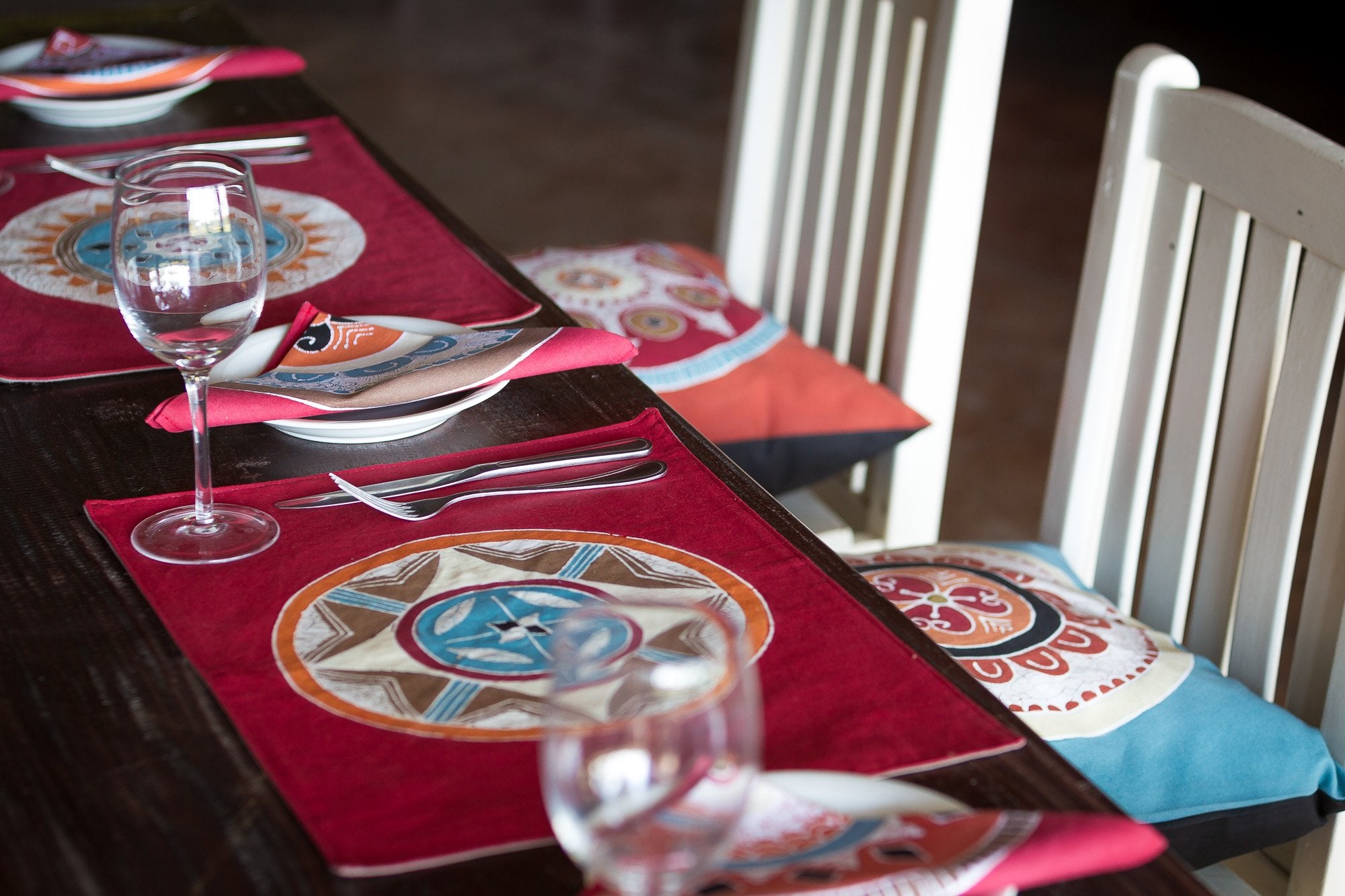 Hand-painted Napkins with smoke African Circles