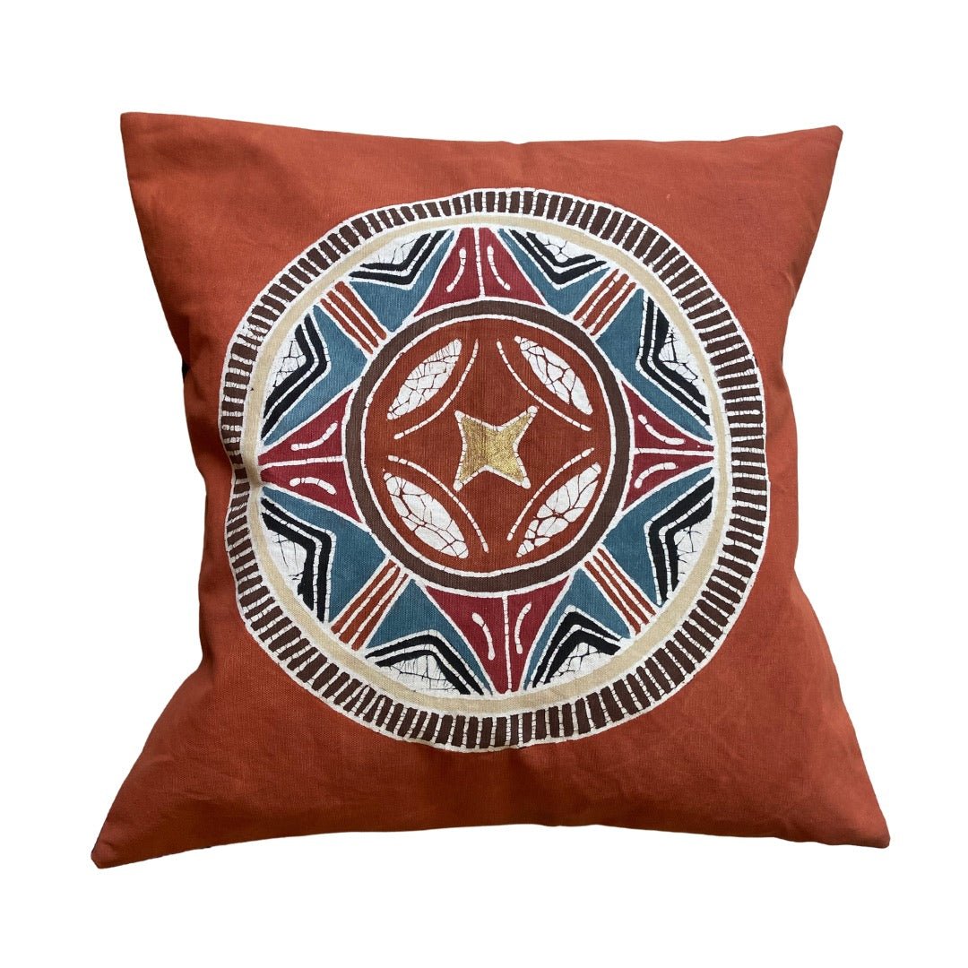African Circles Massai Orange Cushion Cover - Handmade by TRIBAL TEXTILES - Handcrafted Home Decor Interiors - African Made