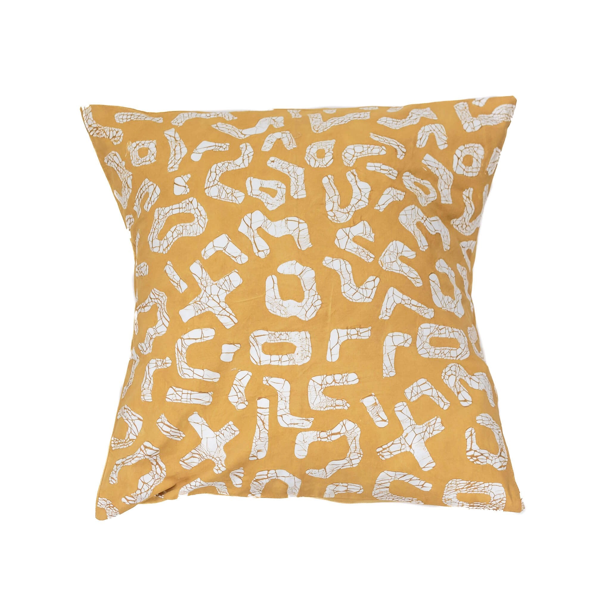Kuba Mustard Filled Cushion Cover - Hand Painted by TRIBAL TEXTILES - Handcrafted Home Decor Interiors - African Made