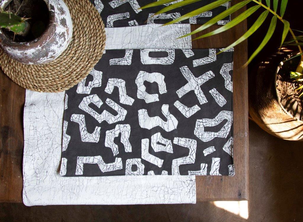 Kuba Charcoal Filled Table Mats - Hand Painted by TRIBAL TEXTILES - Handcrafted Home Decor Interiors - African Made