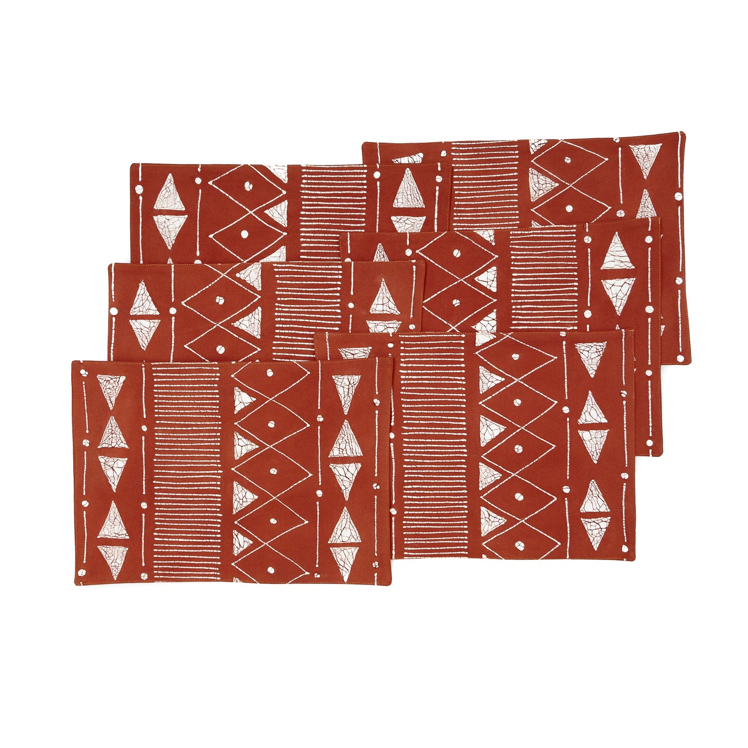 Matika Rust Linear Table Mats - Hand Painted by TRIBAL TEXTILES - Handcrafted Home Decor Interiors - African Made
