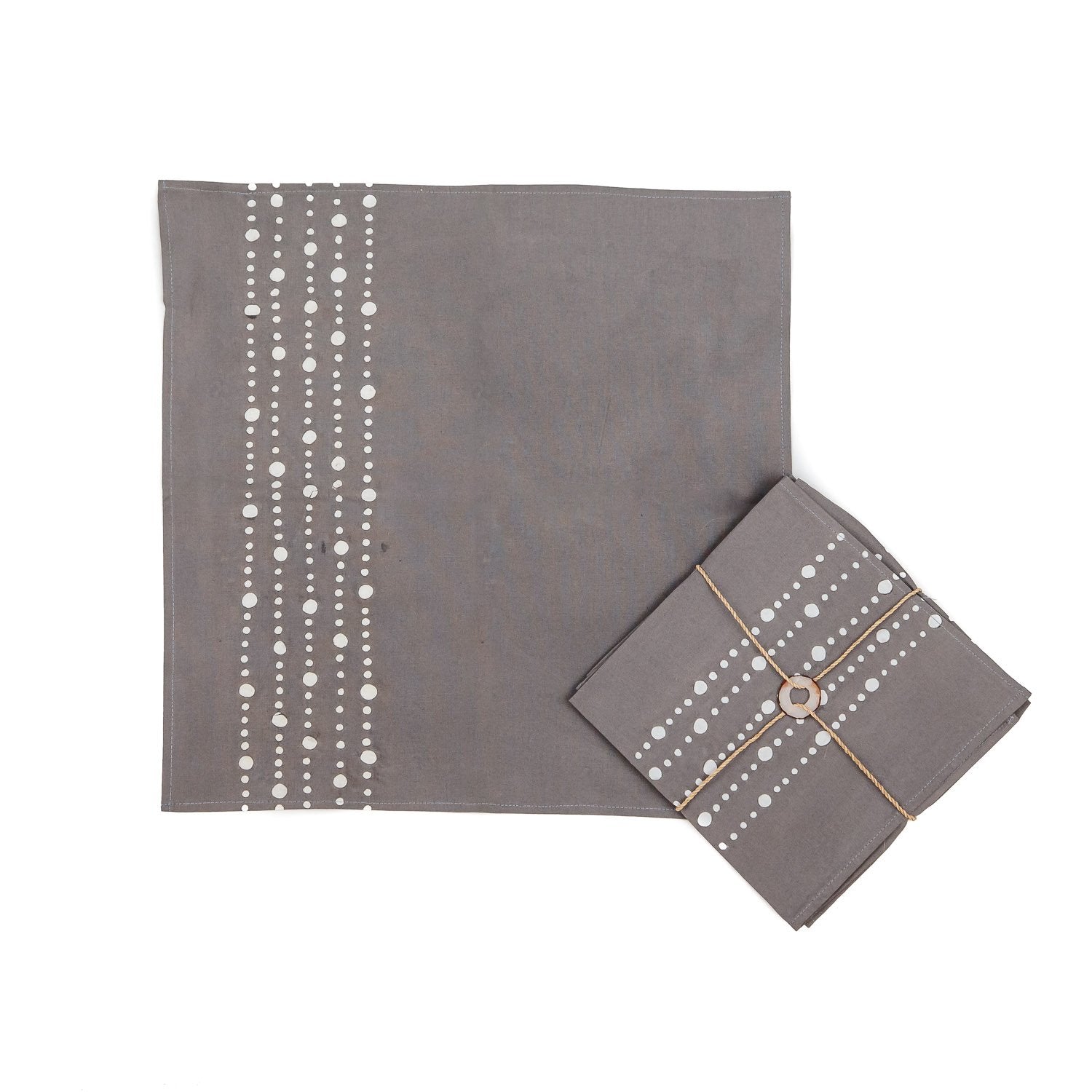 Napkins Hand-painted with various sizes of dots in grey colours