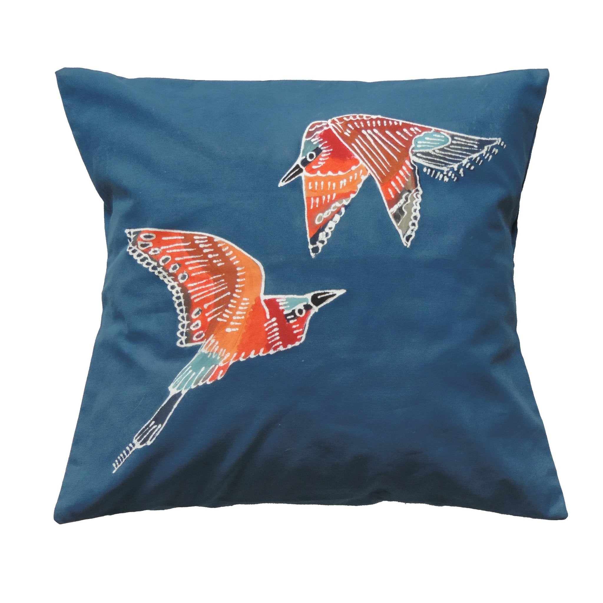 Papiko Carmine Bee Eater Cushion Cover - Hand Painted by TRIBAL TEXTILES - Handcrafted Home Decor Interiors - African Made