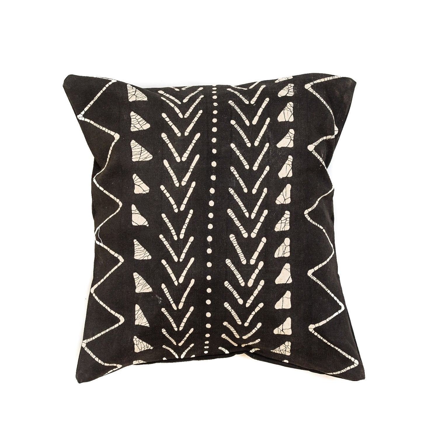 Matika Black Linear Cushion Cover - Hand Painted by TRIBAL TEXTILES - Handcrafted Home Decor Interiors - African Made