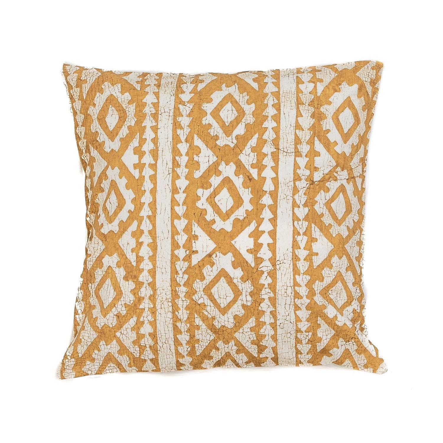 Moroccan Crackles Mustard Cushion Cover - Hand Painted by TRIBAL TEXTILES - Handcrafted Home Decor Interiors - African Made