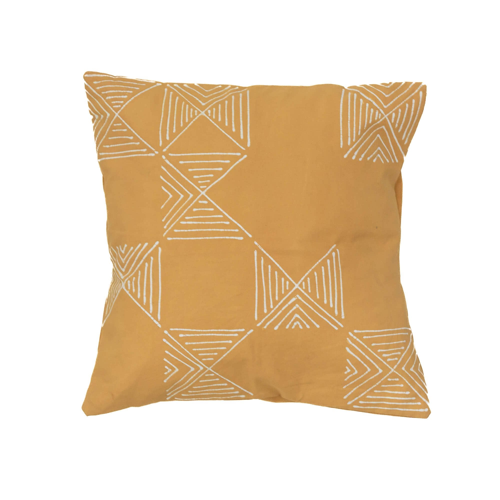 Matika Mustard Grid Cushion Cover - Hand Painted by TRIBAL TEXTILES - Handcrafted Home Decor Interiors - African Made