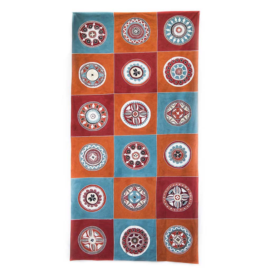 African Circles Massai Tablecloth - Hand Painted by TRIBAL TEXTILES - Handcrafted Home Decor Interiors - African Made