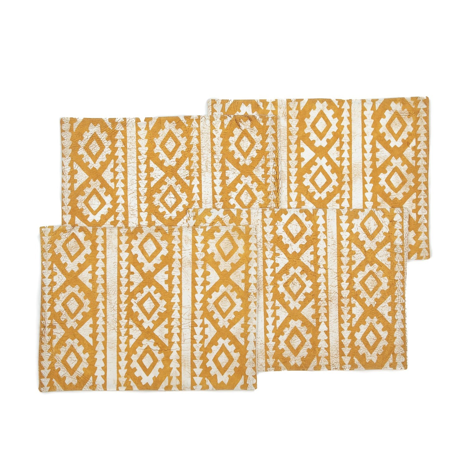 African placemats with yellow geometric print hand made in Africa