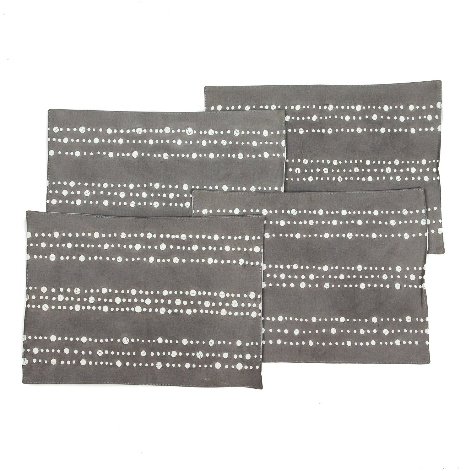 Handmade African placemats with dots in grey colours