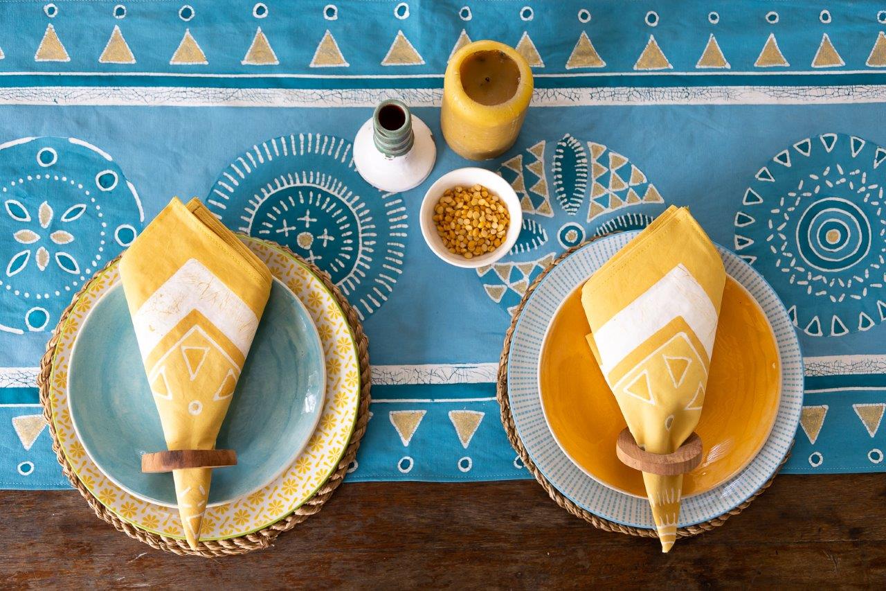 Kuosi Citrus Napkin Set - Hand Painted by TRIBAL TEXTILES - Handcrafted Home Decor Interiors - African Made
