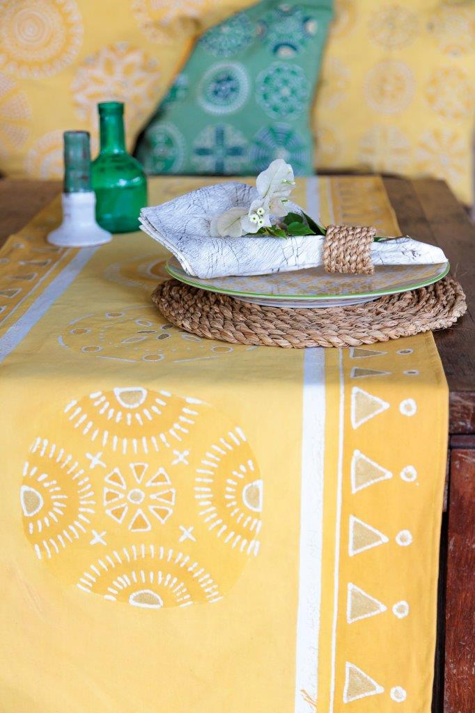 Kuosi Citrus Table Runner - Hand Painted by TRIBAL TEXTILES - Handcrafted Home Decor Interiors - African Made