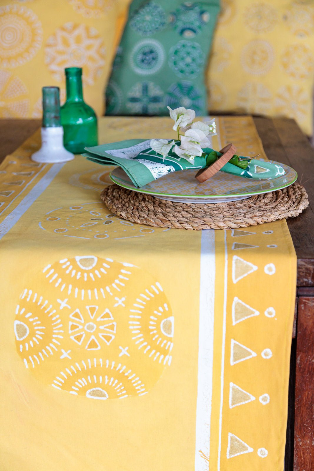 Kuosi Citrus Tablecloth - Hand Painted by TRIBAL TEXTILES - Handcrafted Home Decor Interiors - African Made