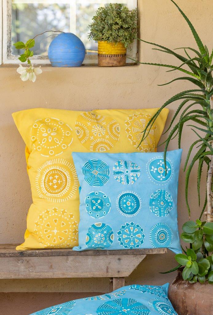 Kuosi Citrus Throw Pillow - Hand Painted by TRIBAL TEXTILES - Handcrafted Home Decor Interiors - African Made