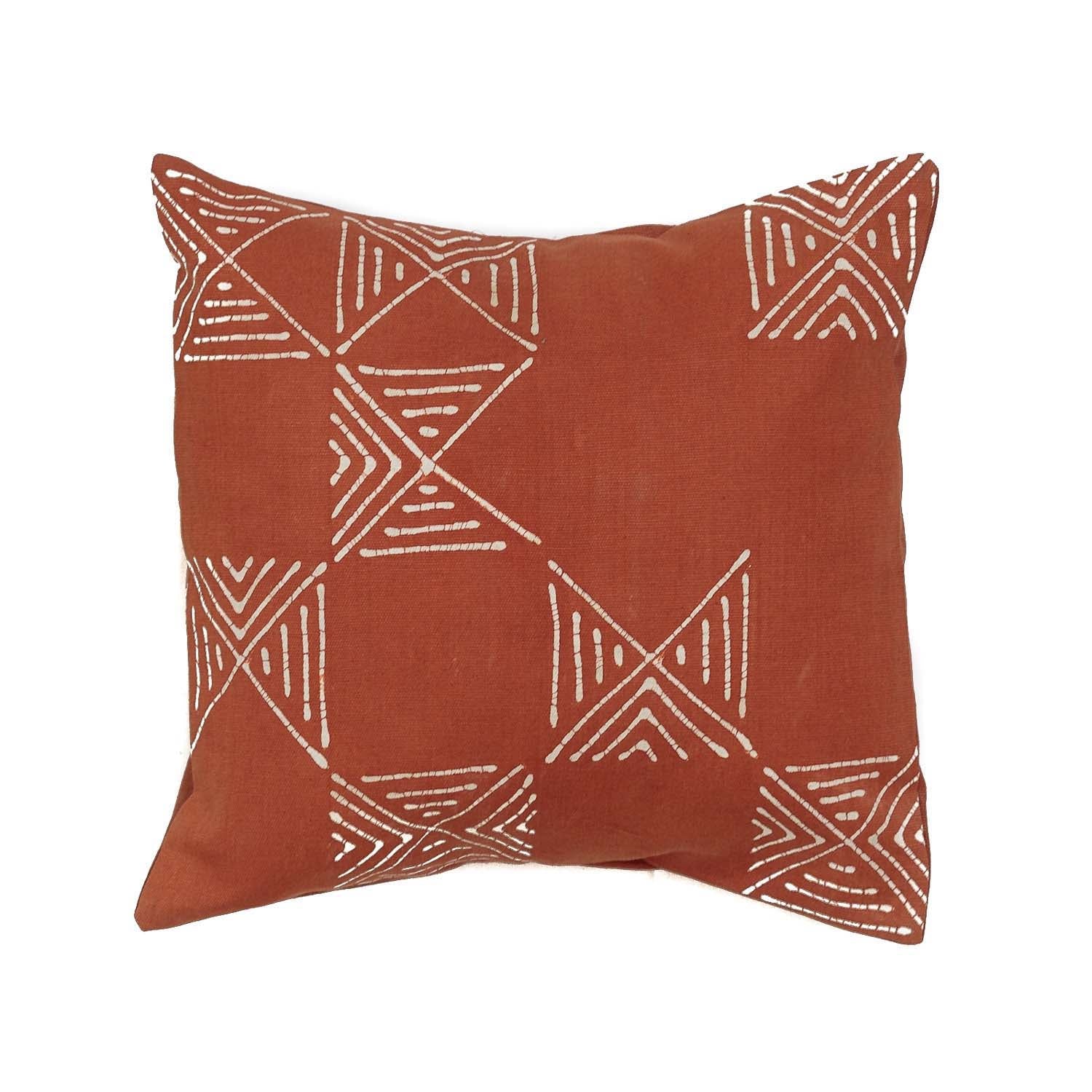 Matika Rust Grid Cushion Cover - Hand Painted by TRIBAL TEXTILES - Handcrafted Home Decor Interiors - African Made