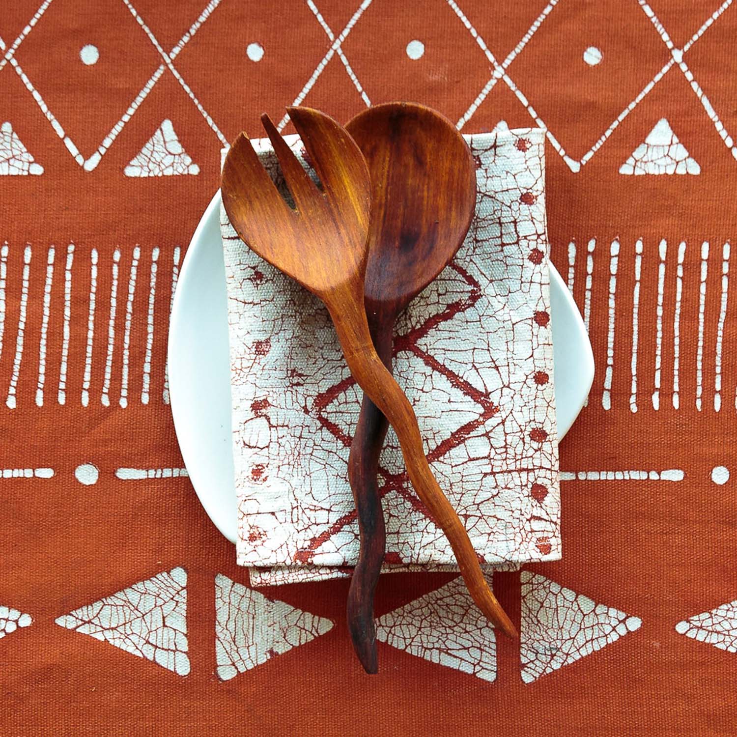 Salad Server Zig Zag - Wood by TRIBAL TEXTILES - Handcrafted Home Decor Interiors - African Made