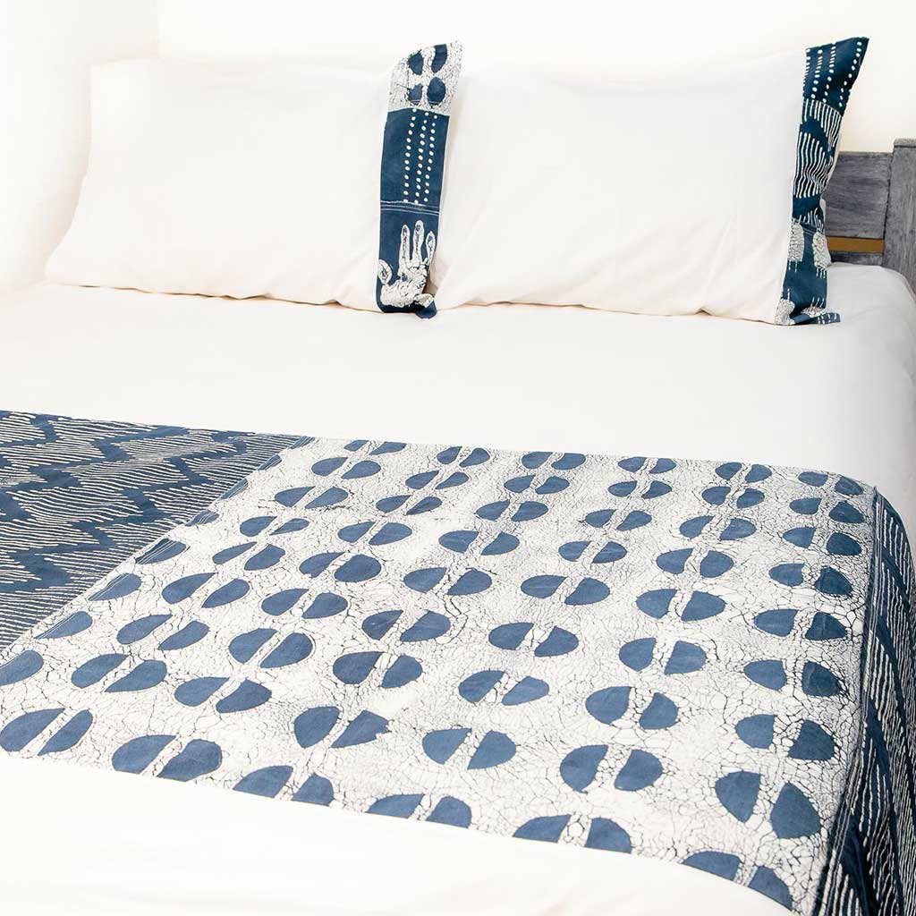 Tribal Cloth Indigo Duvet Cover - Hand Painted by TRIBAL TEXTILES - Handcrafted Home Decor Interiors - African Made
